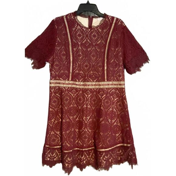 Chic Soul Burgundy Lace Dress - 2X - Picture 1 of 5